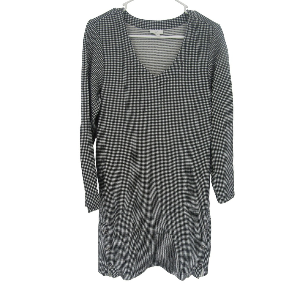 J.‎ Jill Dress Women MP Black Gingham Snap Shift Tunic Academia Preppy Office